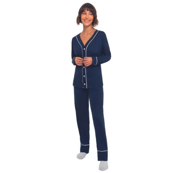 Pijama com Botão Algodão Lupo Feminino Modelo Clássico
