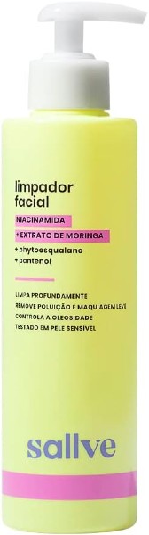 Limpador Facial 300ml - Niacinamida, Extrato de Moringa, SALLVE